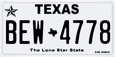 TX license plate BEW4778