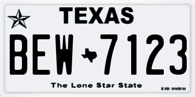 TX license plate BEW7123