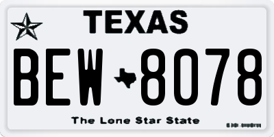 TX license plate BEW8078