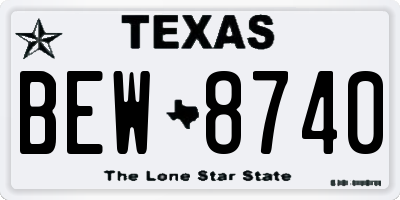 TX license plate BEW8740