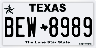 TX license plate BEW8989