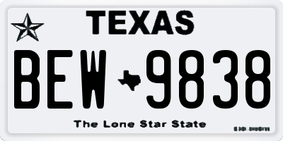 TX license plate BEW9838