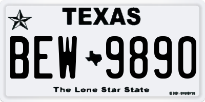 TX license plate BEW9890