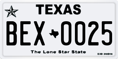 TX license plate BEX0025