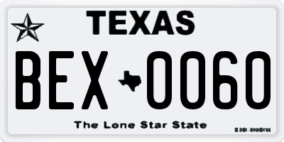 TX license plate BEX0060