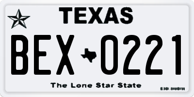 TX license plate BEX0221
