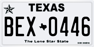 TX license plate BEX0446