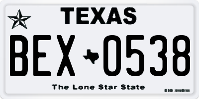 TX license plate BEX0538