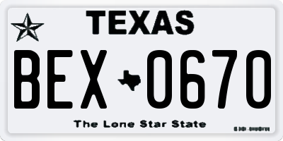 TX license plate BEX0670