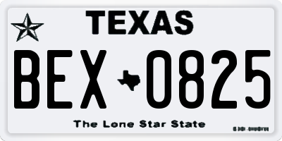 TX license plate BEX0825