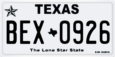TX license plate BEX0926