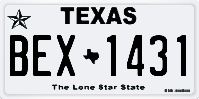 TX license plate BEX1431