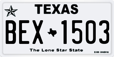 TX license plate BEX1503