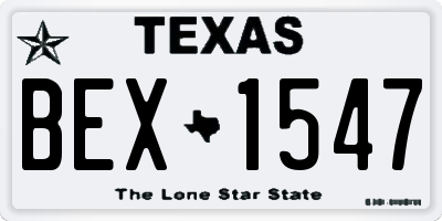 TX license plate BEX1547