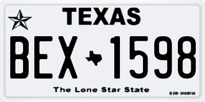 TX license plate BEX1598