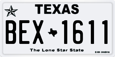 TX license plate BEX1611