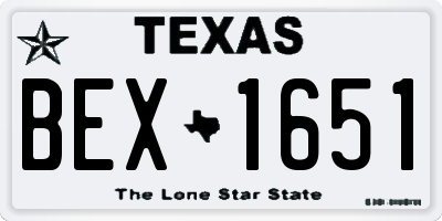 TX license plate BEX1651