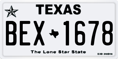 TX license plate BEX1678