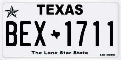 TX license plate BEX1711