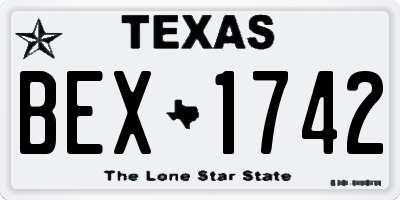 TX license plate BEX1742