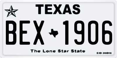 TX license plate BEX1906