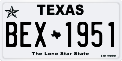 TX license plate BEX1951