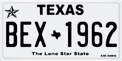TX license plate BEX1962