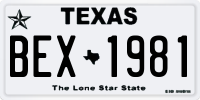 TX license plate BEX1981