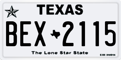 TX license plate BEX2115