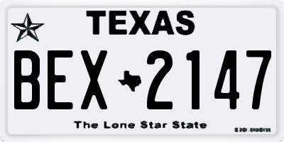 TX license plate BEX2147