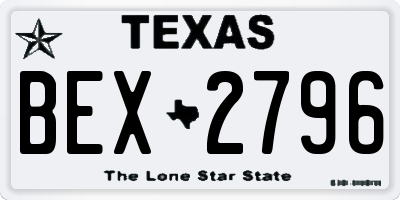 TX license plate BEX2796