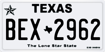 TX license plate BEX2962
