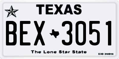 TX license plate BEX3051