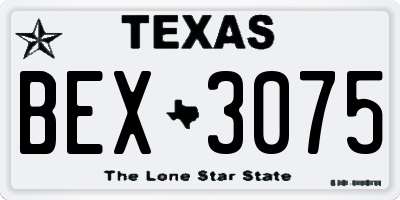 TX license plate BEX3075