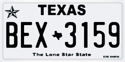 TX license plate BEX3159