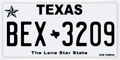 TX license plate BEX3209