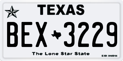 TX license plate BEX3229