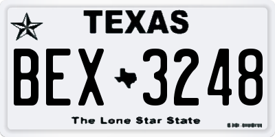 TX license plate BEX3248