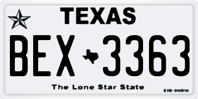 TX license plate BEX3363