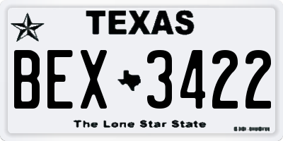 TX license plate BEX3422