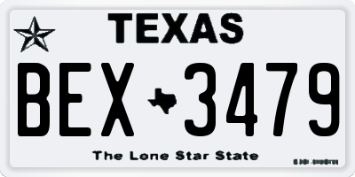 TX license plate BEX3479