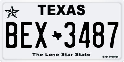TX license plate BEX3487