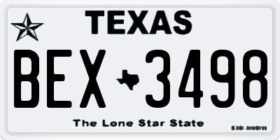 TX license plate BEX3498