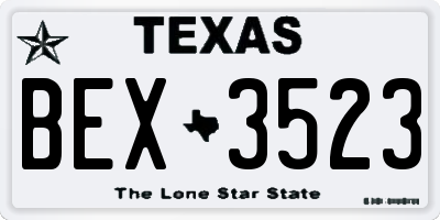 TX license plate BEX3523