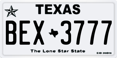 TX license plate BEX3777