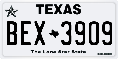 TX license plate BEX3909