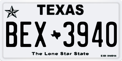 TX license plate BEX3940