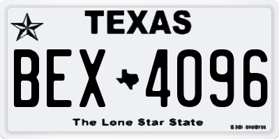 TX license plate BEX4096