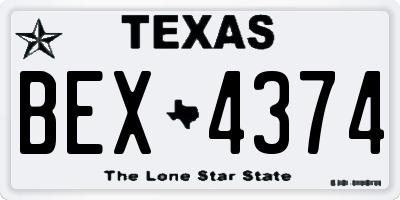 TX license plate BEX4374