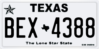 TX license plate BEX4388
